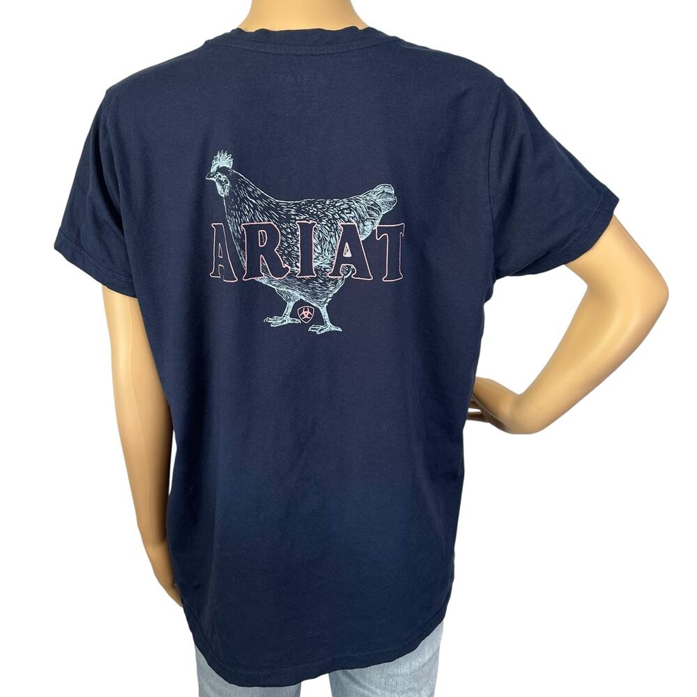 2/$30 Ariat Real Mama Hen Tee Navy Blue Size L - Picture 6 of 10